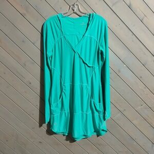 Athleta Women's Hooded‎ Cross Front Tunic Top Swim Cover Up Green Small